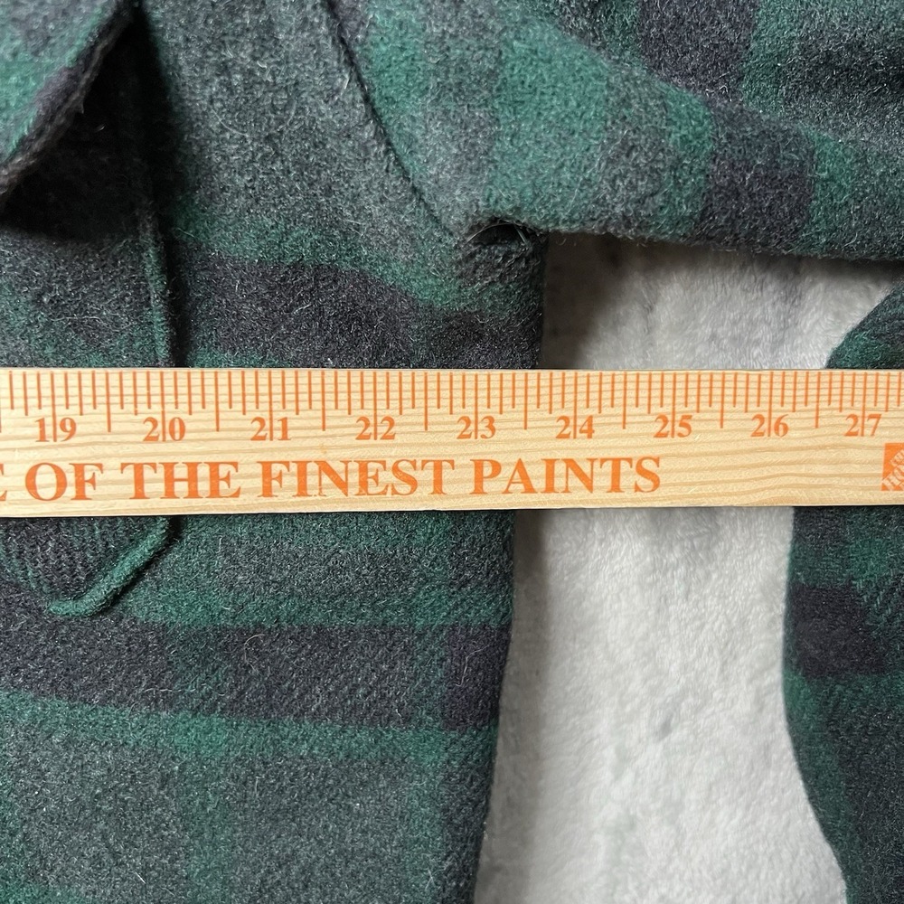 Vintage Woolrich Men's Green Buffalo Plaid Wool Shirt Jacket Made in USA L - Picture 5 of 6